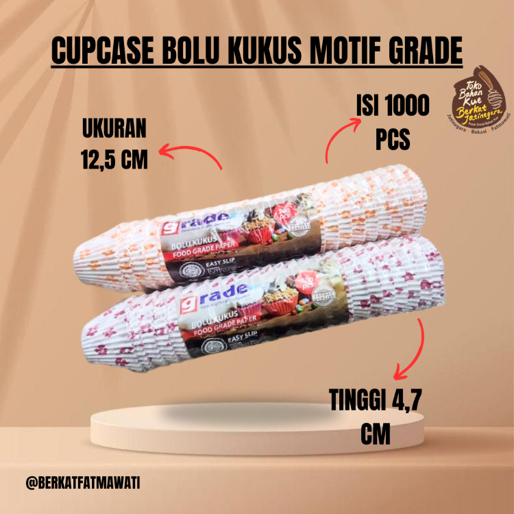 GRADE CUPCASE BOLU KUKUS DIA MOTIF 12,5 PUTIH POLOS / CUPCASE BOLU KUKUS MOTIF / CUP ROTI 500 PCS