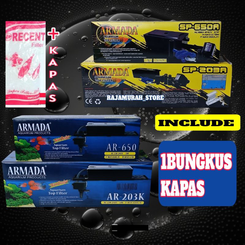 TOP FILTER ARMADA PLUS KAPAS    : mesin pompa filter box atas celup waterpump kolam aquarium water p