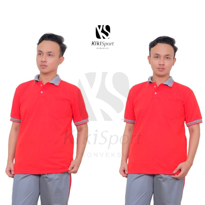 Kemeja Polo Merah • Polo Shirt CVC Lengan pendek