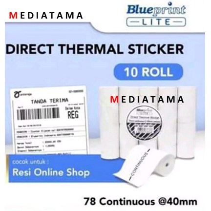 

Kertas Direct thermal sticker Label stiker Ukuran 78 continuous @ 40 mm Termal Blueprint Portable 10Roll 10 Roll