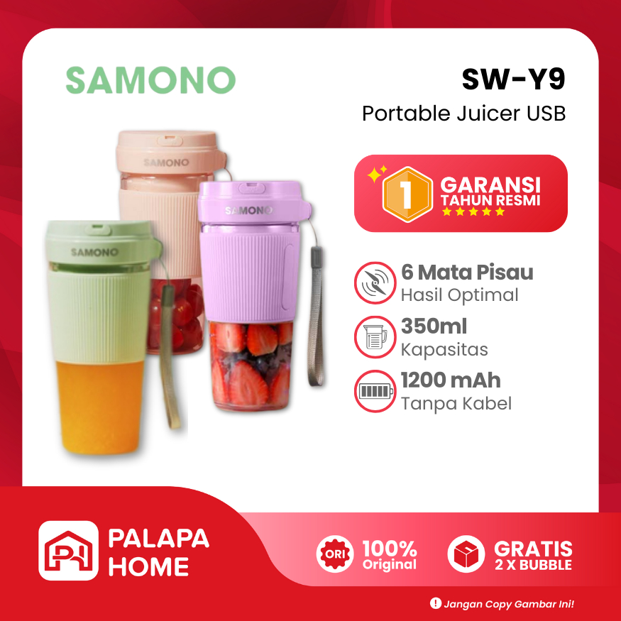 Ready Samono Portable Juicer Tumbler USB SW-Y9 Portabel Mini Blender Jus Buah Cordless Baterai