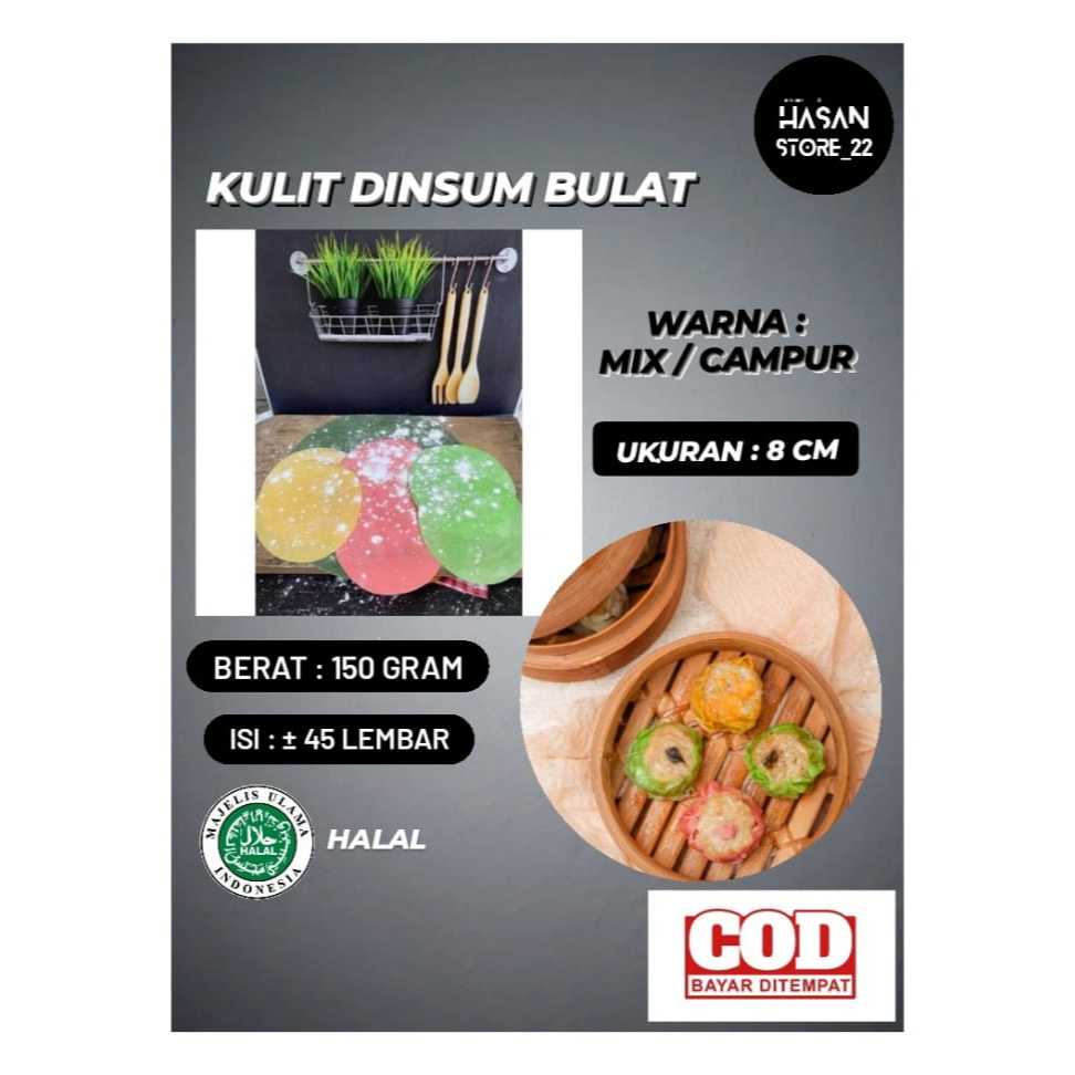 

Kulit Dimsum Bulat Diameter 8cm Mix Warna Warni 150 gram Tipis Halal Enak Kulit Siomay Gyoza Bulat