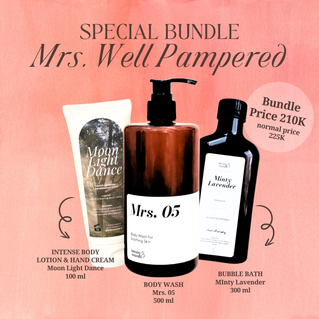 SPECIAL BUNDLE Mrs. Well Pampered Teman Mandi | Body Wash Body Lotion Bubble Bath Mrs. 05 Minty Lave