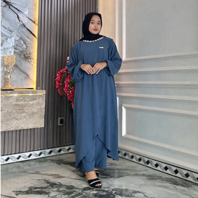 Miyuki Setelan Long Tunik Jumbo LD 140cm Terbaru Crinkle Airflow