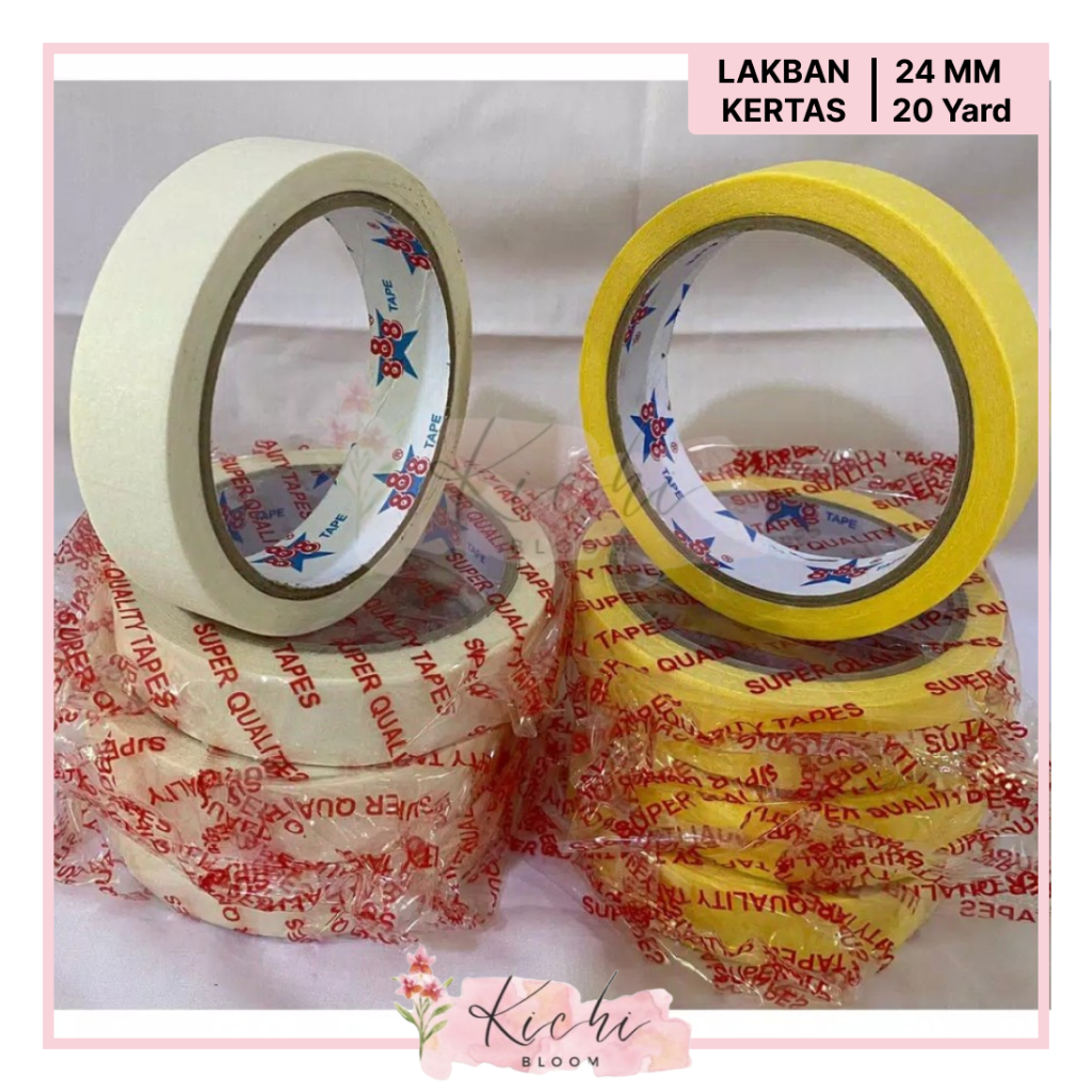 

LAKBAN KERTAS / MASKING TAPE / ISOLASI KERTAS 24 MM X 20 YARD MURAH ( HARGA 1 PCS)