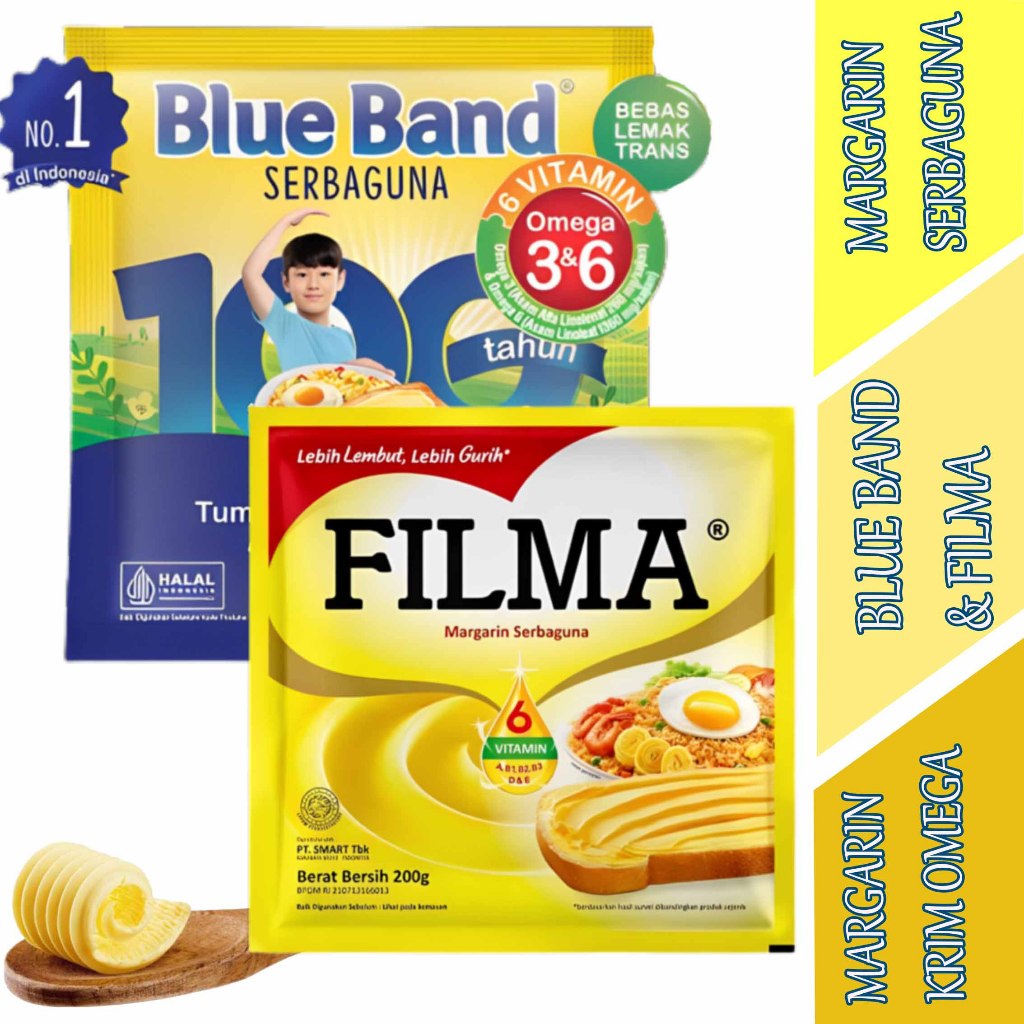 

Margarin Serbaguna - Blue Band & Filma - Margarin Krim Omega - 200gr