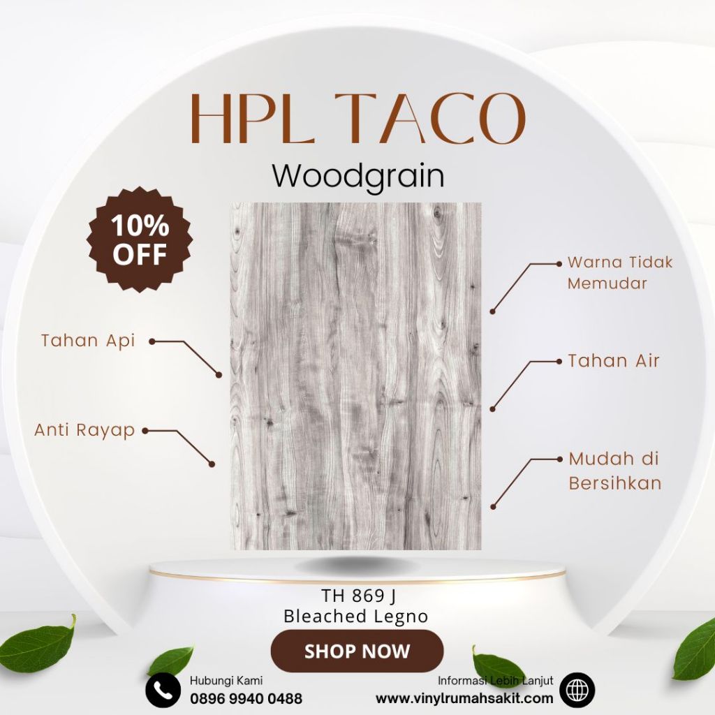 HPL Taco kode TH 869 J - Bleached Legno [Woodgrain]