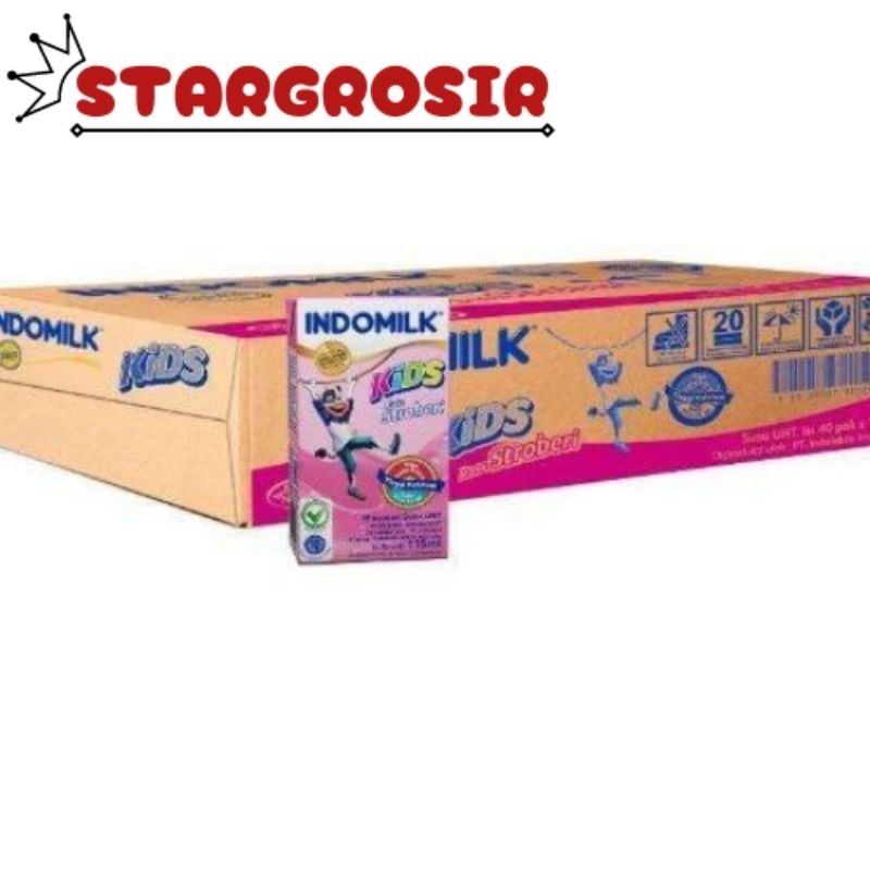 Indomilk Kids Strawberry UHT 1 Dus isi 40