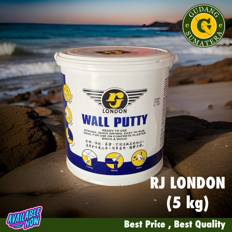 RJ London wall putty 5kg 5000gr Dempul Tembok Plamir Tembok Dempul Kayu Dempul Asbes gypsum bata GRC