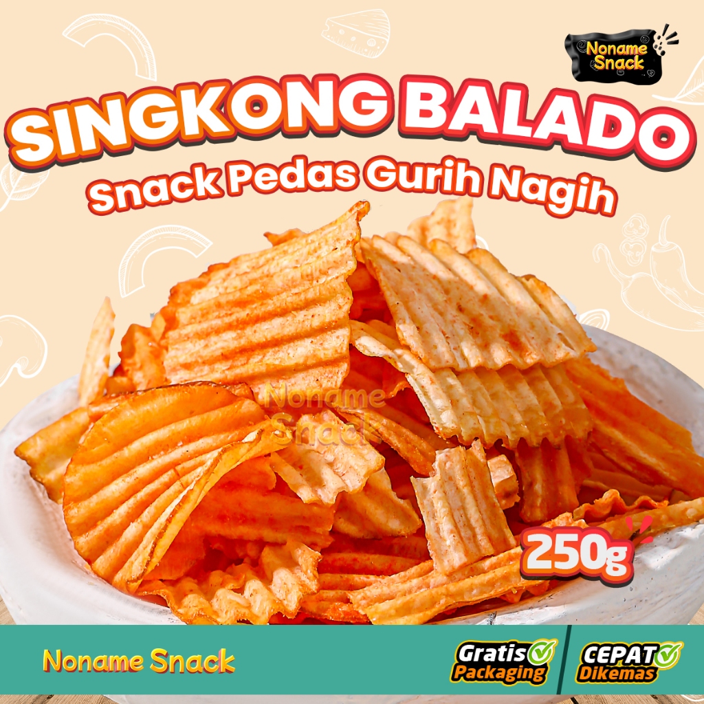 

NoName Snack - Kripik Singkong Bakar Balado Cemilan Keripik Pedas Grosir 250Gr