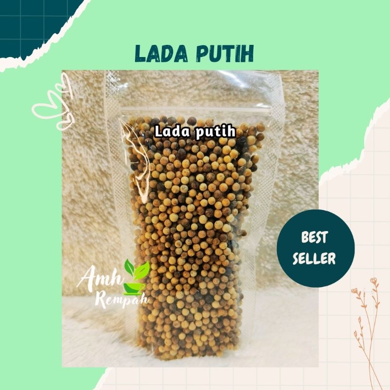 

Lada putih butir, merica bulat kemasan 100gram
