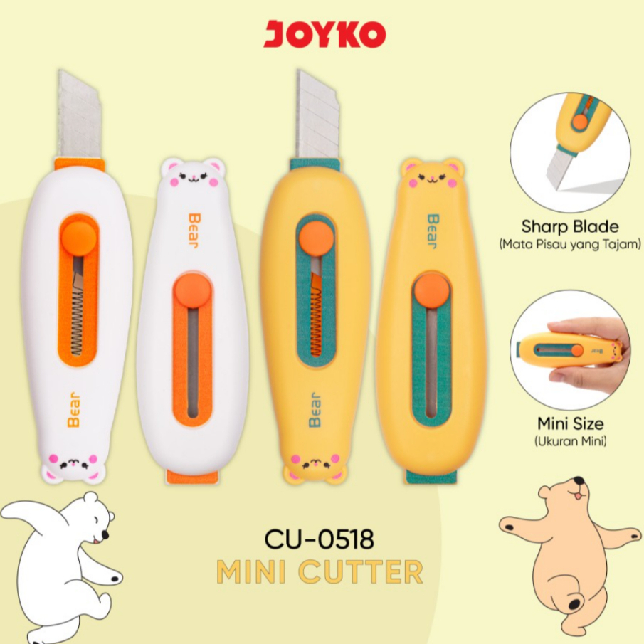 

( DAPAT 1 PCS ) CUTTER JOYKO BERUANG CU-0518 / Cutter Joyko Mini Unboxing Paket Bear Beruang CU-0518