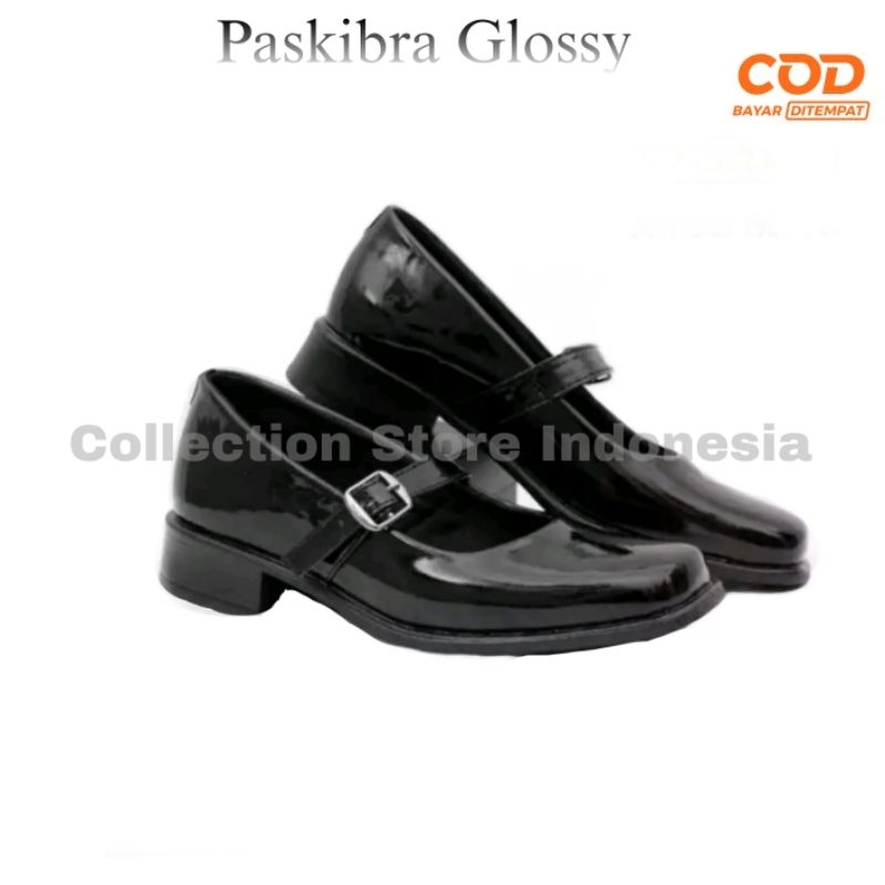 Sepatu Pantofel Sekolah Sepatu Paskibra Wanita Hitam Kilap Sepatu Kerja Pantofel Wanita 3CM