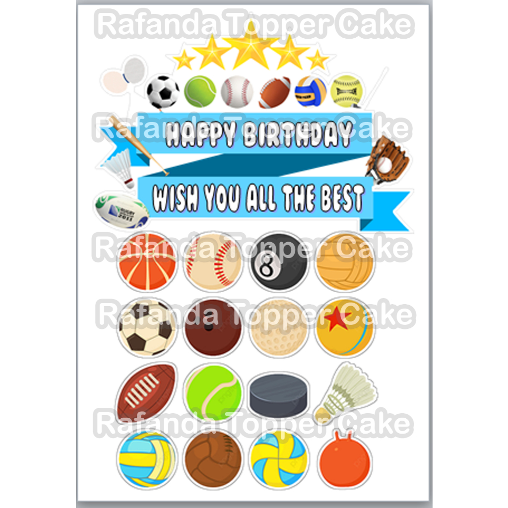 Topper kue ulang tahun bola bola olahraga ball toper ultah custom