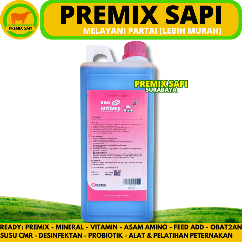 NEO ANTISEP NEW FORMULA 1 LITER MEDION - Desinfektan Disinfektan Iodine untuk Kandang dan Peralatan 