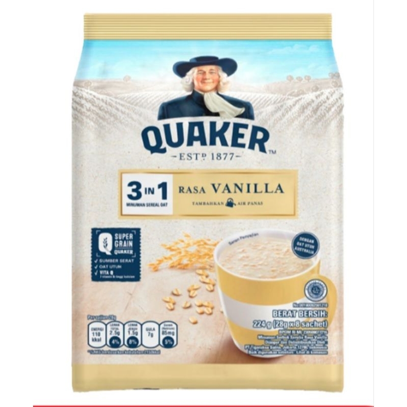

quaker oats 3in1 vanilla bag 8 x 28 gram