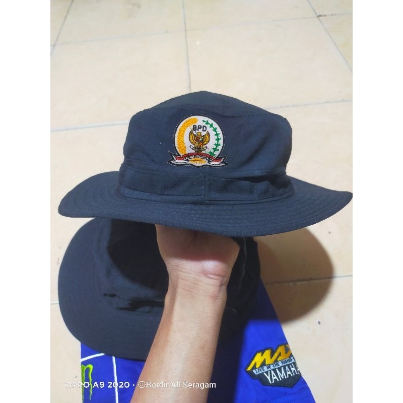 Topi rimba BPD topi berlogo BPD Topi berlogo bendera gratis bordir nama dan Nama Desa