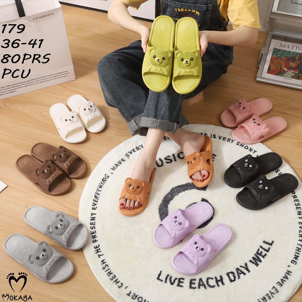 BARA Sandal Wanita Sendal Slop Sendal Rumah Karet Motif Boneka Beruang Bear Anti Licin