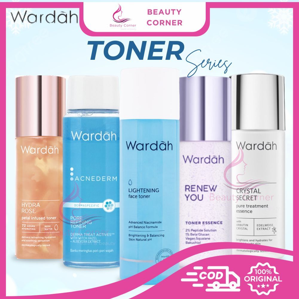 Wardah Face Toner| Essense Toner | Lightening | Crystal Secret | Hydra Rose | Acnederm | Renew You