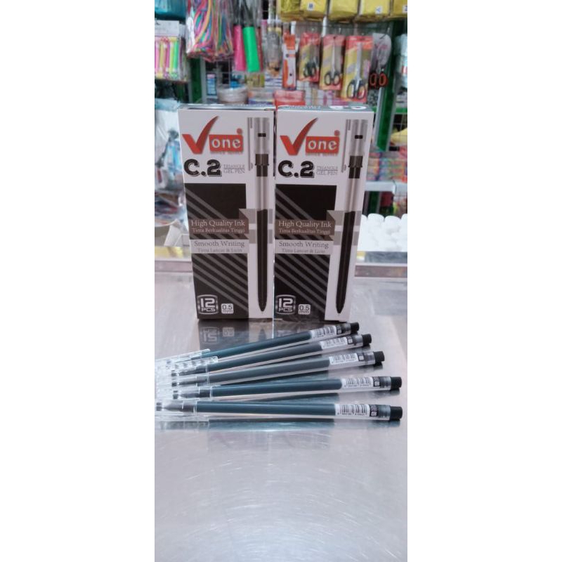 

(1pak) Bolpoin gel V one C2 Triangle /pulpen gel v one 0,5mm/Ballpoint tinta hitam/pen gel smooth writing