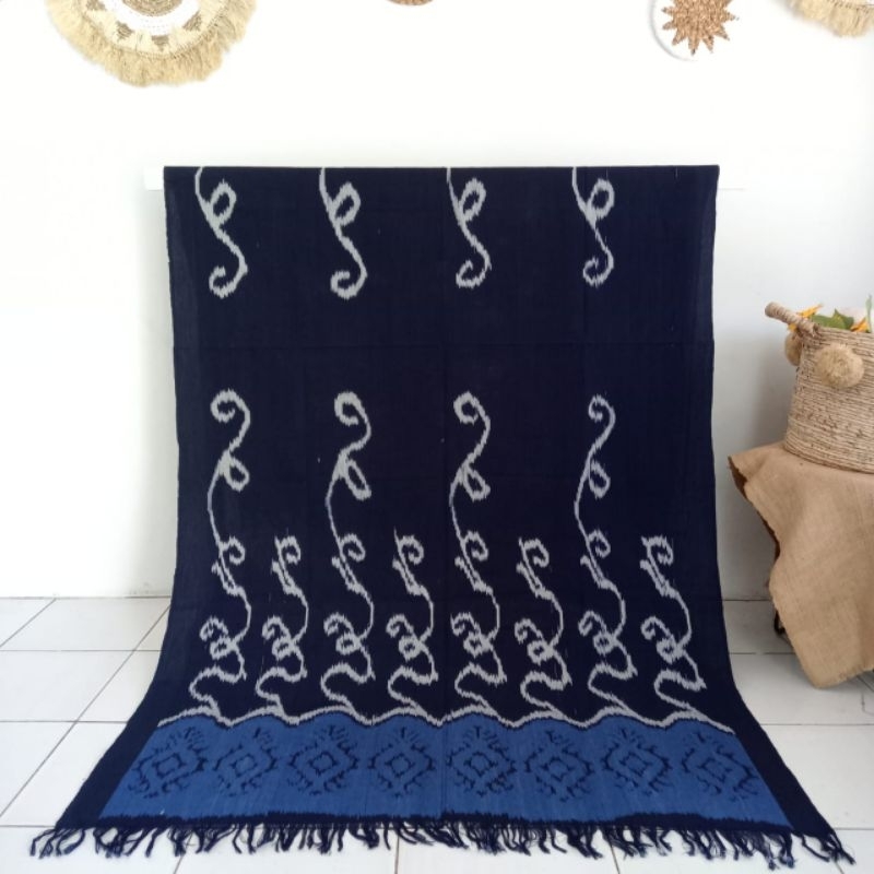 KAIN TENUN ETNIK NUSANTARA, KAIN TENUN BLANKET TRADISIONAL TROSO JEPARA TERBARU HITAM BIRU,KAIN TENU