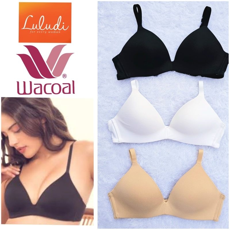 BRA LULUDI by WACOAL BASIC FEEL FREE COLLECTION TANPA KAWAT BUSA NORMAL LLB 60100B BH WANITA WIRELES