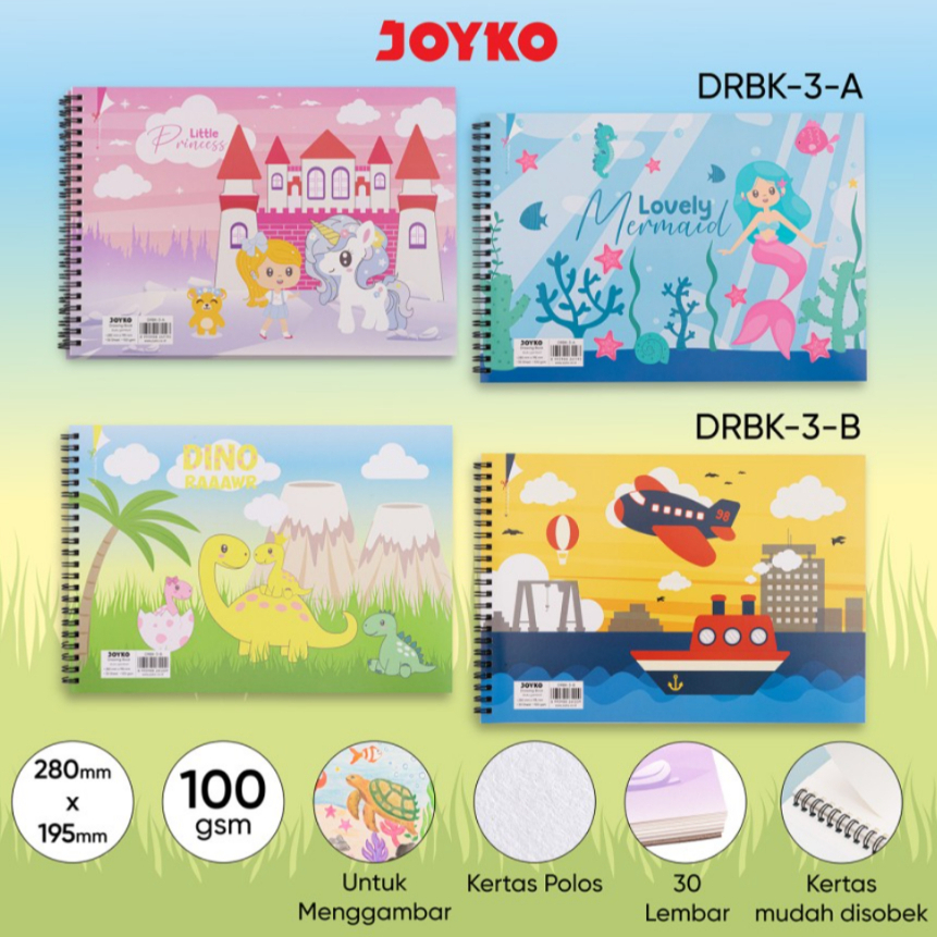 

( 1 BUKU GAMBAR ) BUKU GAMBAR SPIRAL JOYKO DRBK-3 / Drawing Book Spiral Joyko DRBK-3 280mm x 195mm