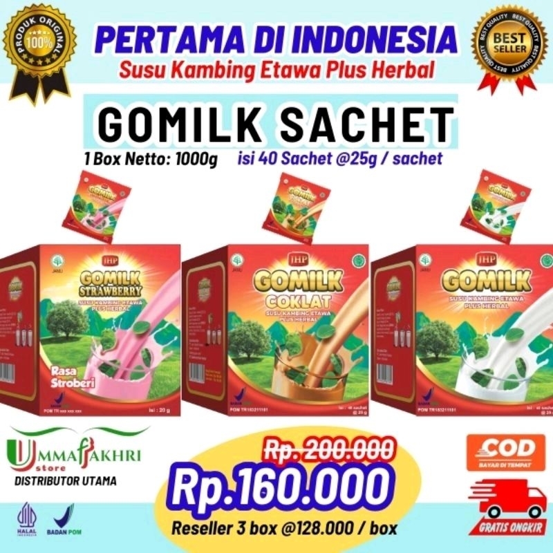 

GOMILK SACHET SUSU KAMBING ETAWA PLUS HERBAL 1000gr isi 40 sachet