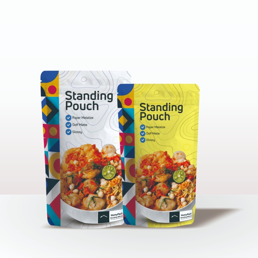 

CETAK KEMASAN STANDING POUCH / CUSTOM UKURAN KEMASAN - Sample, Glossy Kwalitas