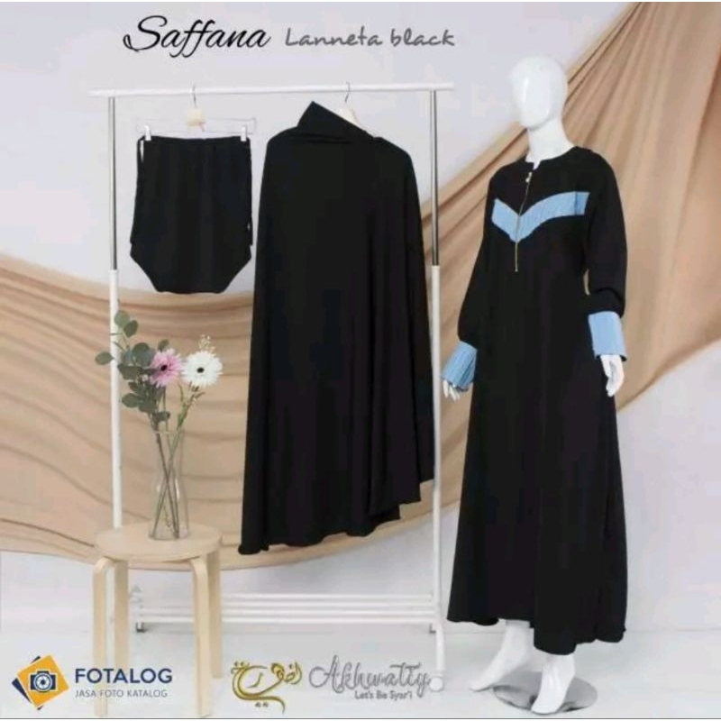 AKHWATIY SAFFANA GAMIS SET JILBAB PAD CADAR TALI BAHAN LANNETA