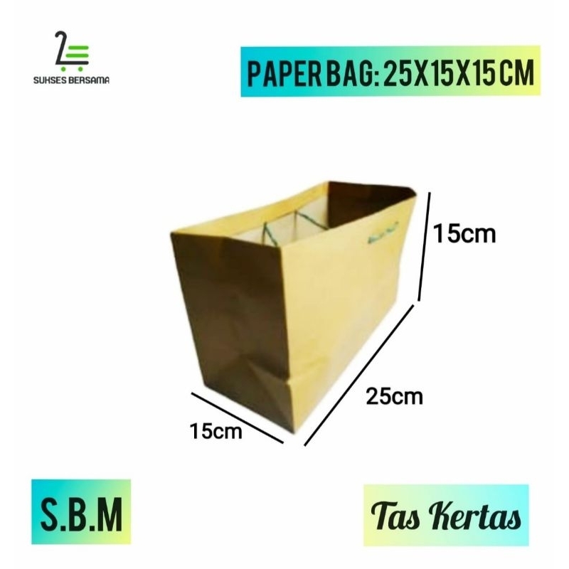 

Paper Bag Coklat P25xL15xT15 cm(LUSINAN/12 pcs)/Tas Kertas/Tas Kado