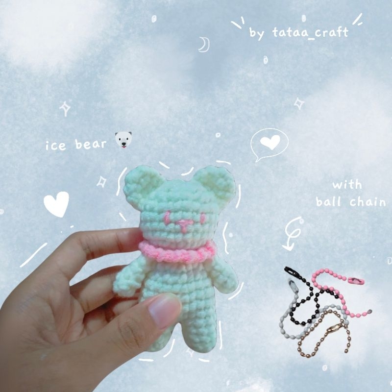 Gantungan Kunci Ice Bear Rajut || Amigurumi Ice Bear Keychain ʕ´•ᴥ•`ʔ