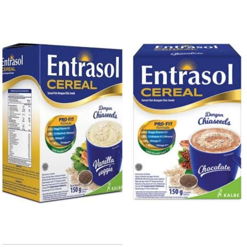 

Entrasol Cereal Coklat Chocolate Vanilla Veggie Gold Active Platinum 150 Gr Sereal Sarapan Sehat Lansia 1 Sachet Box