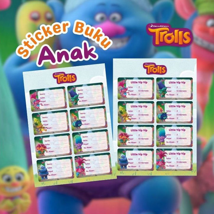 

Stiker / Label Buku Pelajaran Anak (Nama Kelas Mapel) Trolls