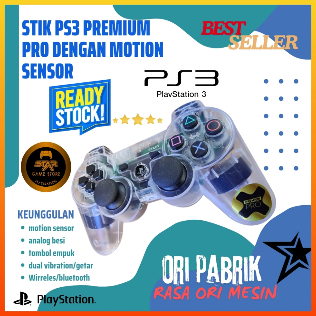 STIK PS3 ORI PABRIK PREMIUM PRO DENGAN MOTION SENSOR