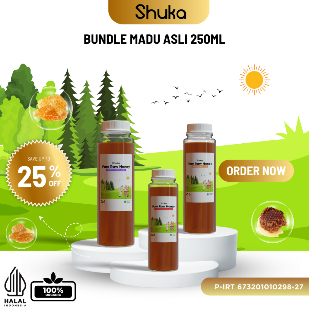 

BUNDLE Madu 250ml - Madu Shuka Official - Madu Asli Murni - Natural Raw Honey