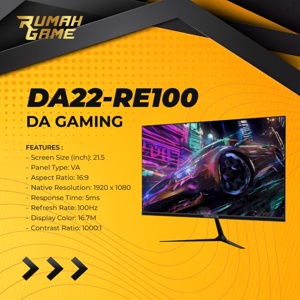 Monitor LED Digital Alliance 21.5" 100Hz IPS FHD 99% SRGB Monitor DA 22inch 22 Inch DA22-RE100V DA22