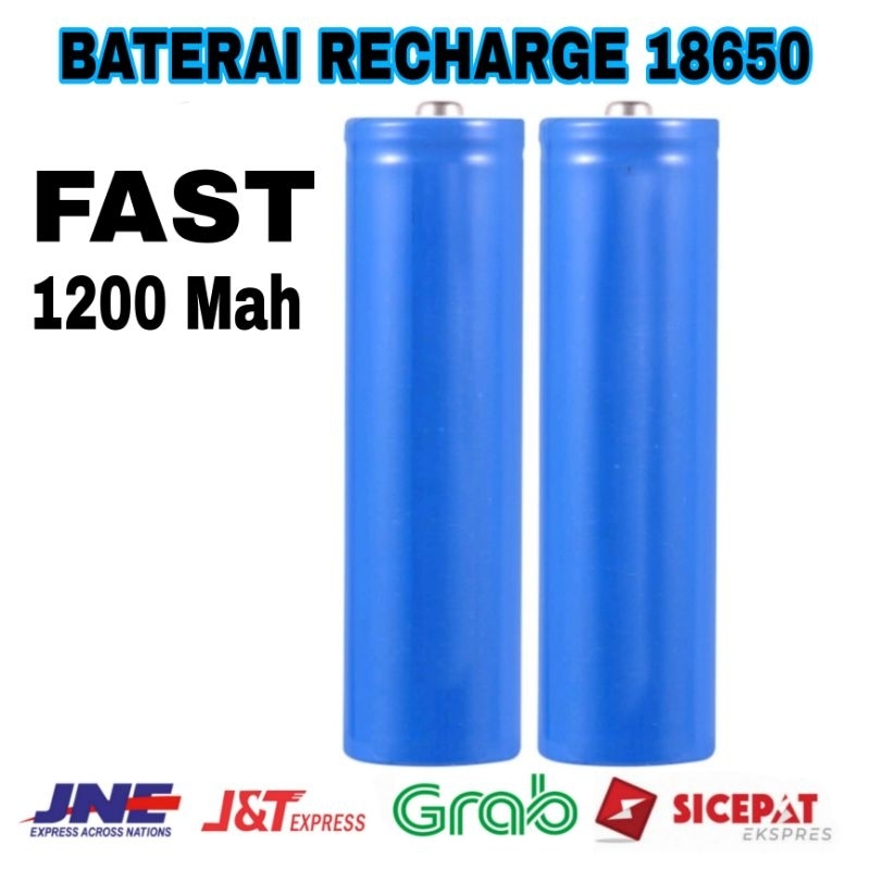 Baterai Recharge 18650 / 1200Mah Senter / Laser / Kipas / Baterai Biru / BATERAI CAS