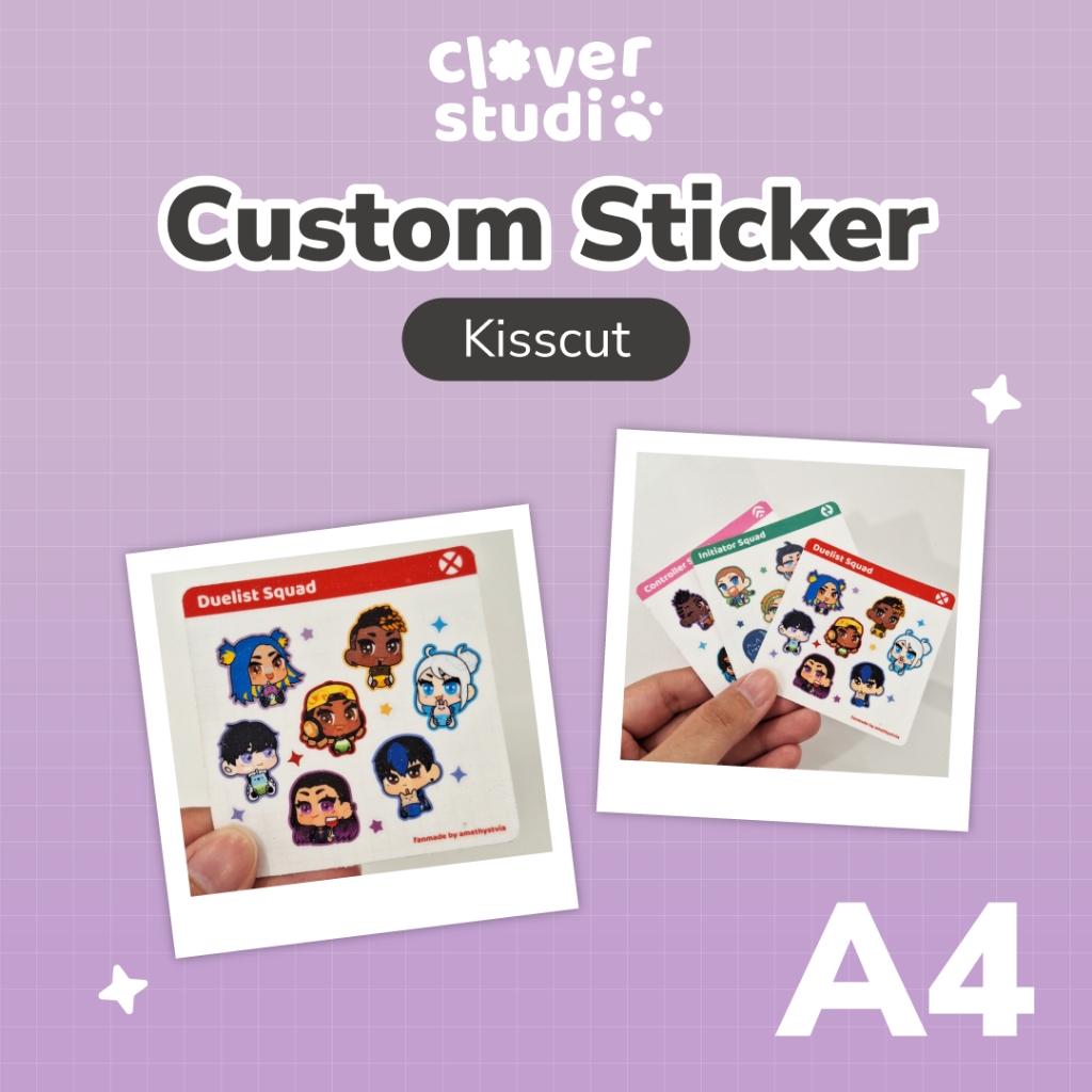 

[Per A4] Custom Cetak Sticker KISSCUT | Glitter | Matte/doff | Glossy | Holo