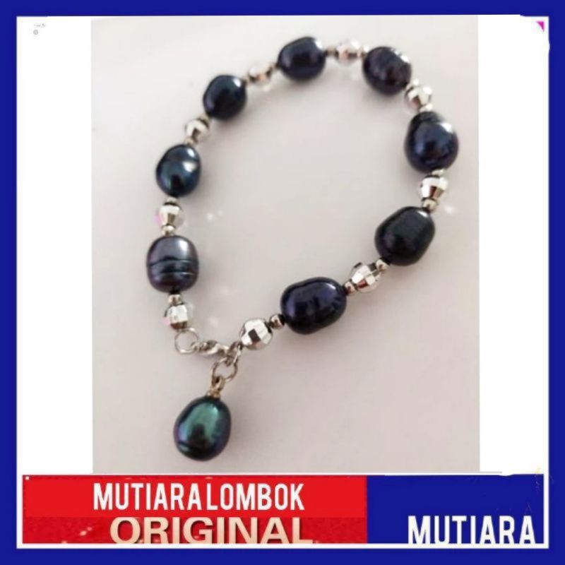 jewelry perhiasan gelang mutiara air tawar jewellry pearl necklace tangan wanita mutiara hitam asli