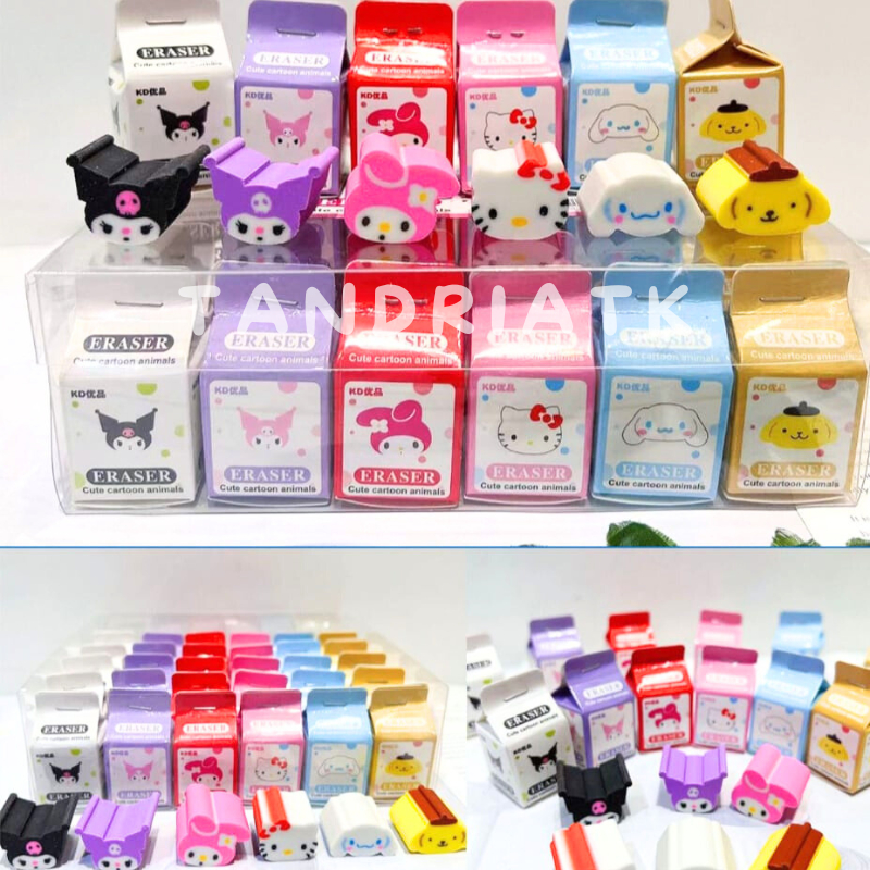 

[1 BOX ISI 36 PCS] Stip Penghapus SNR Bentuk Kotak Susu ERMD 113 Eraser Cute Cartoon Animals