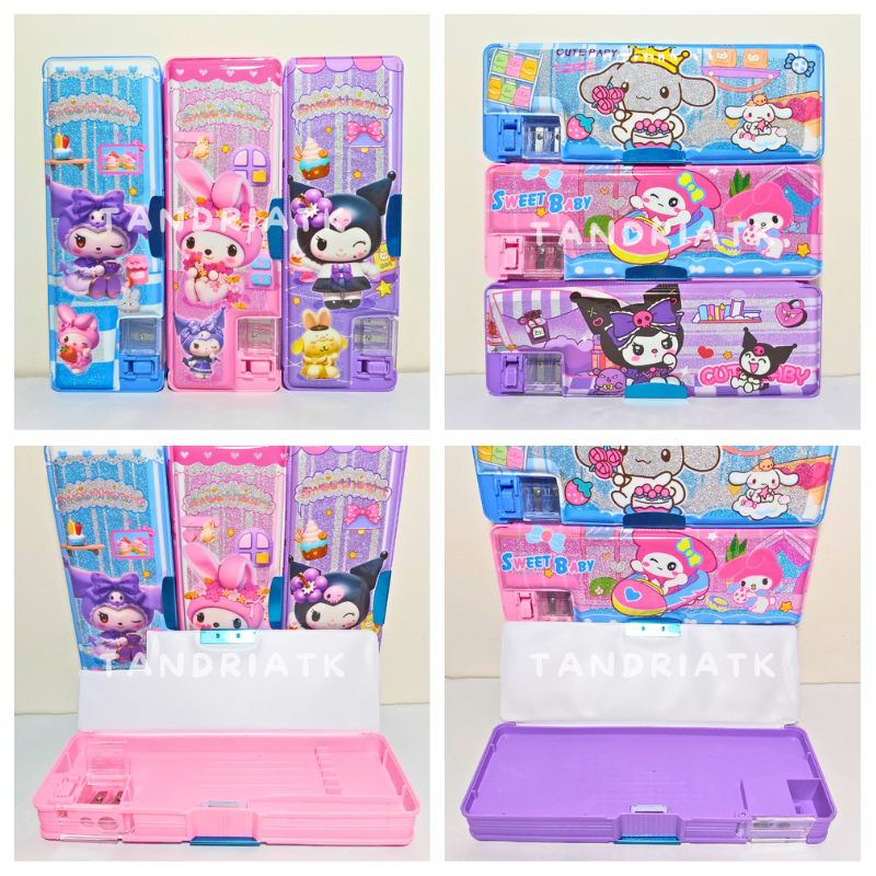 

Tempat Pensil Magnet Glitter Serutan 2 Lubang SNR KT-390 KT-391 KT-385 Motif Kuromoi Melody Cinnamon