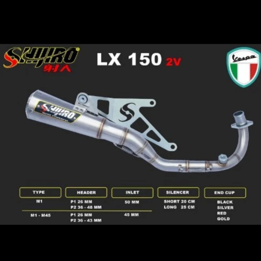 KNALPOT VESPA MATIC LX 150 2V TYPE M1 SHIJIRO RACING ORIGINAL