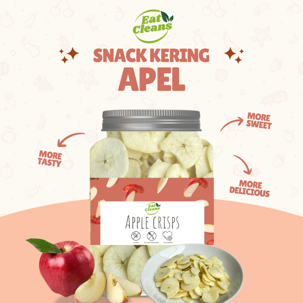 

Dried Apple - Keripik Buah Apel Renyah - Camilan Diet Sehat Vegetarian - Kripik Apel Kering Vacuum Frying - Snack Sehat Apel Kering - Cemilan Vegan Halal - Snack Camilan Buah Apel