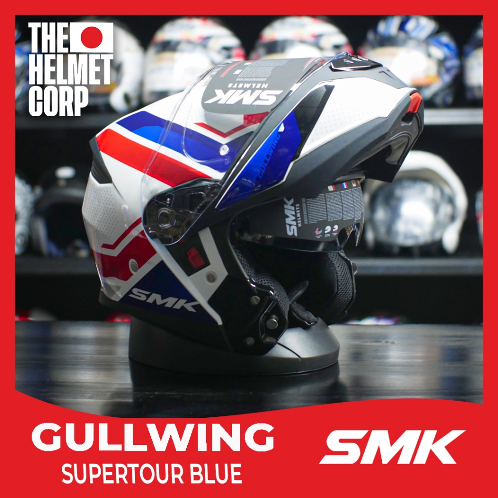HELM SMK GULLWING SUPERTOUR BLUE MODULAR FLIP UP HELMET SMK