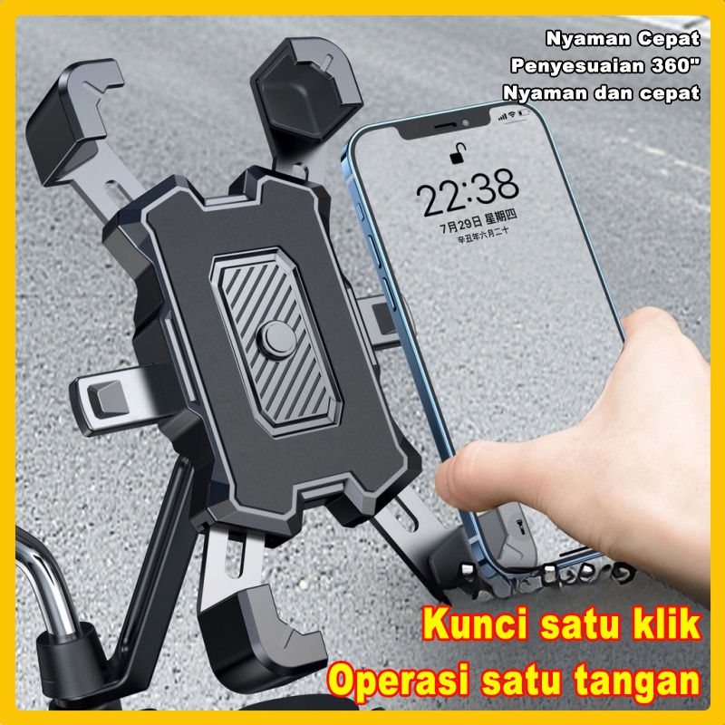 ZU Holder Hp Motor Spion Bike Handphone Phone Holder Rotasi 360 Tahan Lama dan Tidak Licin