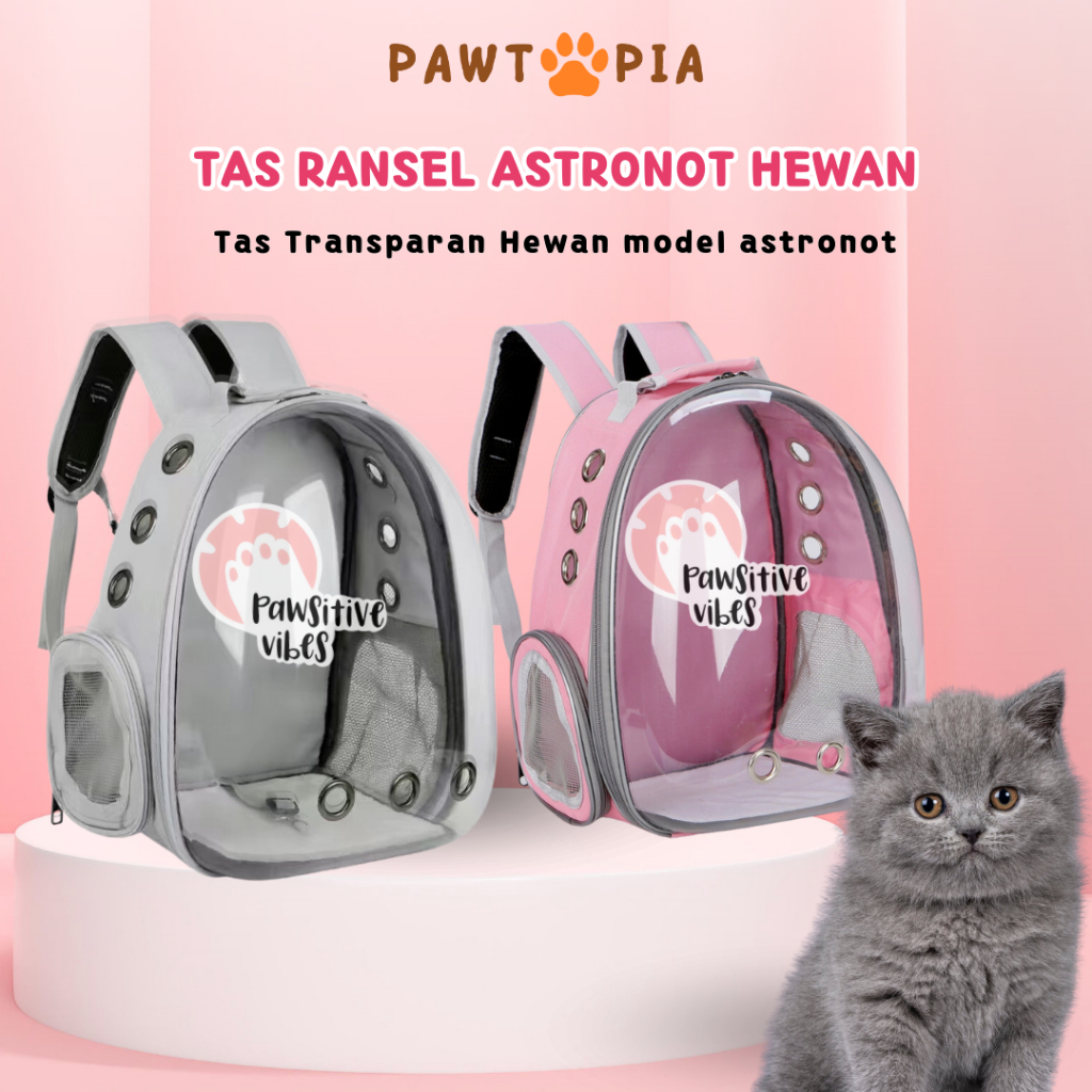 Tas Ransel Travel Kucing - Tas Astronot Kucing Anjing Tas Travel Hewan - Aksesoris Kucing Anti Air -