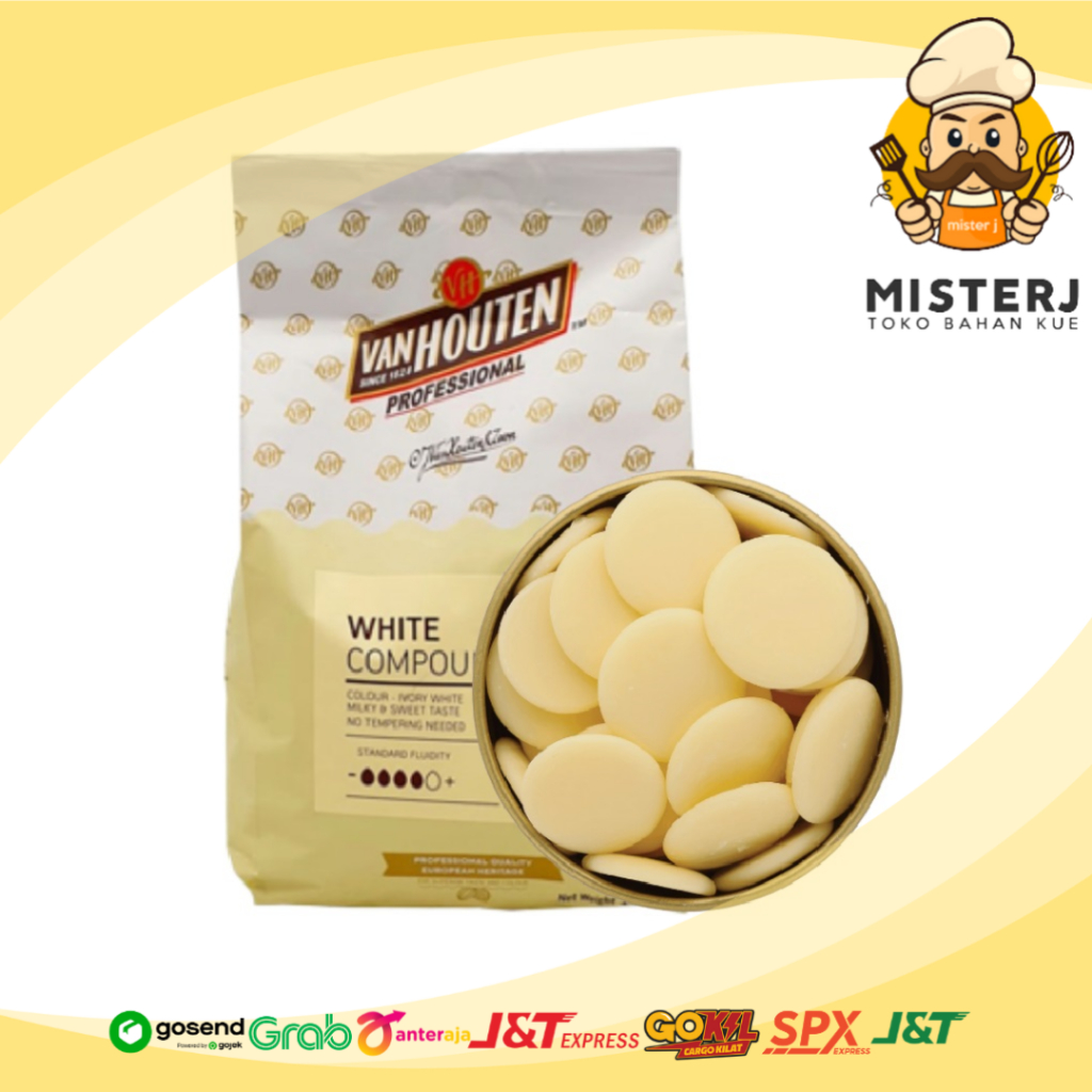 

Van Houten Instense White Compound Coins 100gr | 250gr | 500gr | 1kg + ES BATU | Kemasan Repack | White Chocolate | White Compound Coins | Van Houten Professional | Coklat Koin