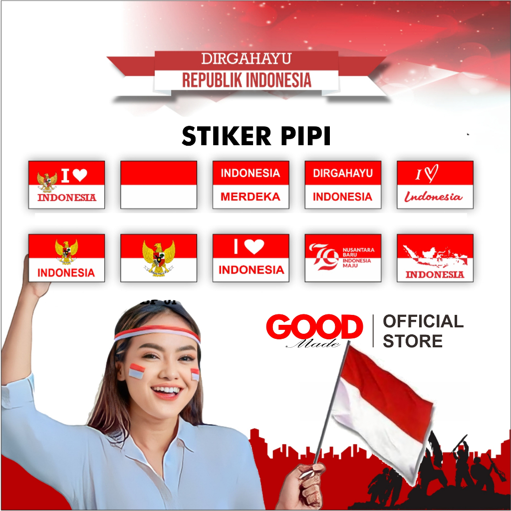 

GOOD MADE - Stiker Pipi Bendera | Sticker Merah Putih | Sticker Bendera Tempel Pipi Anak Dewasa | COD