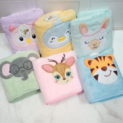 HANDUK BAYI MICROFIBER BORDIR UKURAN 50X100CM - HANDUK MANDI BAYI MICROFIBER HALUS MENYERAP